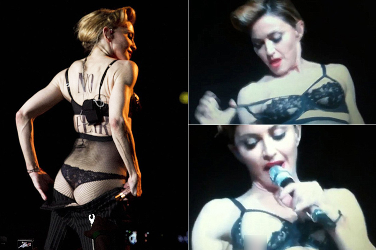 Không những thế, Madonna còn chẳng ngại khoe thân trước hàng nghìn khán giả